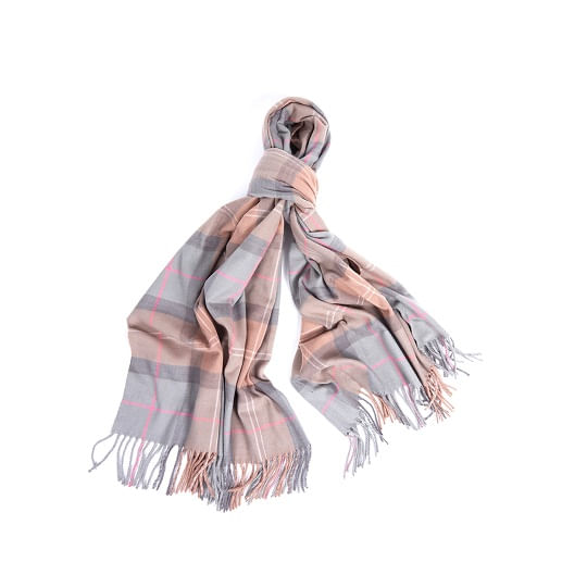 Barbour Hailes Tartan Wrap Women s OS Taupe Pink Tartan