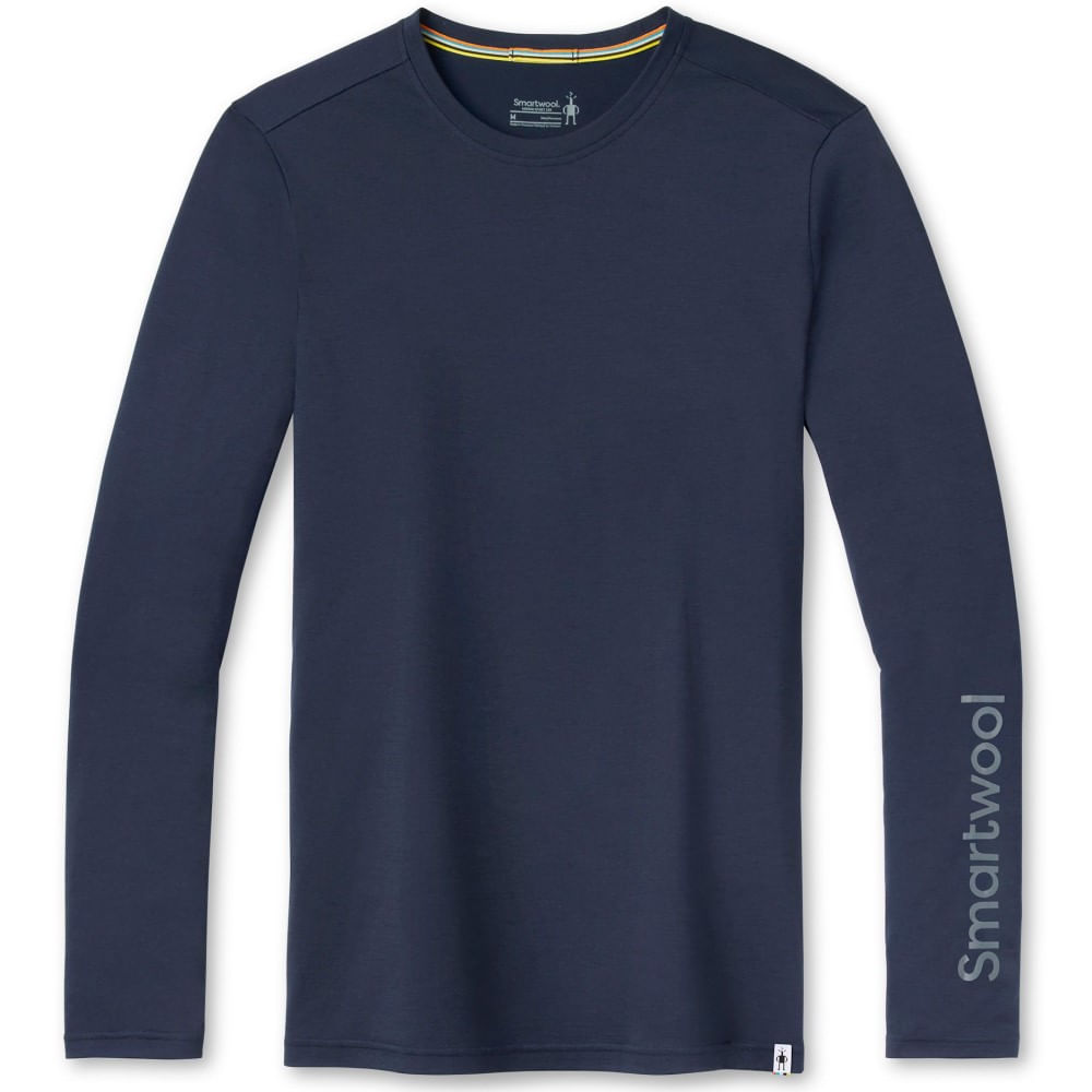 Smartwool Men s Merino Sport 150 Logo Long Sleeve Graphic Tee Deep Navy Apple Saddlery