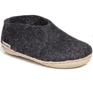 Glerups Kids Shoe with Leather Sole - Charcoal