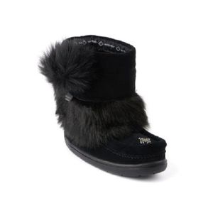 Manitobah Mukluks Kids Snowy Owlet Faux Fur Waterproof Boot - Black