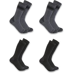 Carhartt Men's Heavyweight Crew Sock 4 Pack - Black/Grey