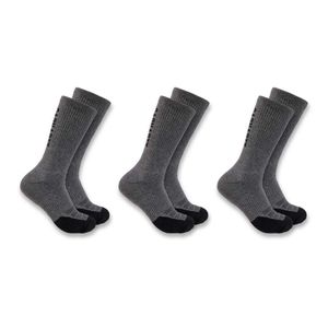 Carhartt Men's Force Midweight Logo Crew Sock 3 Pack - Carbon Heather