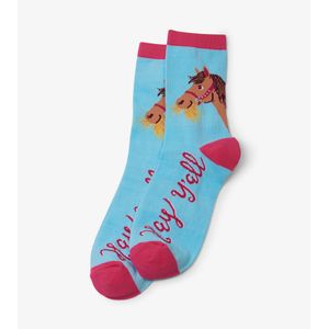 Little Blue House Women's Hay Y'all Crew Sock - Blue
