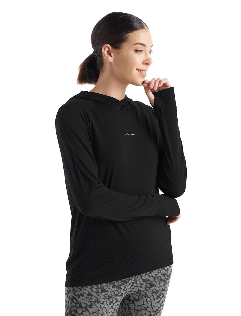 Icebreaker Women's Cool Lite Momentum Long Sleeve Crewe Top, Black, Merino S