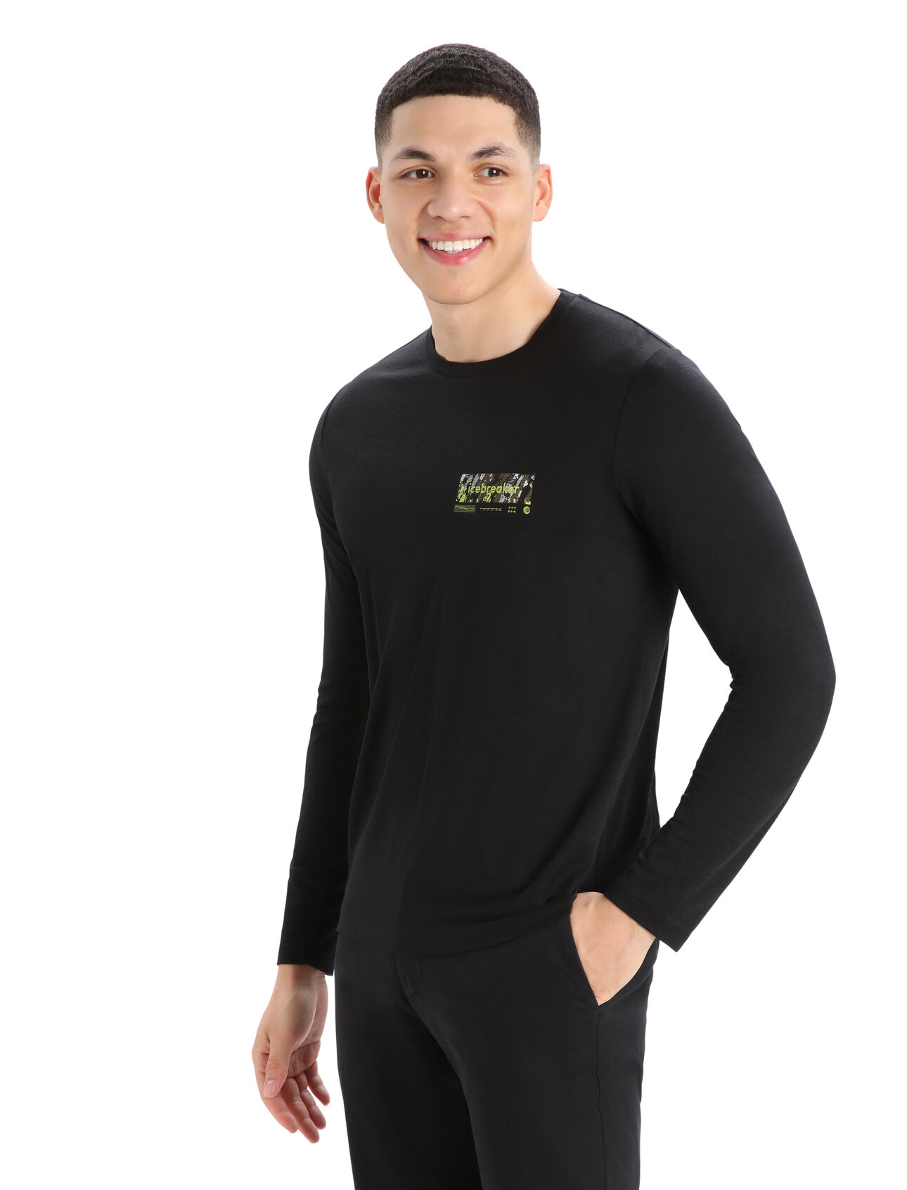 Icebreaker Men's Merino Tech Lite II Long Sleeve T-Shirt Summit Tread -  Black