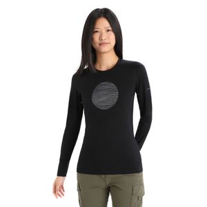 Icebreaker Women's Merino 200 Oasis Long Sleeve Crewe Ski Circle - Black