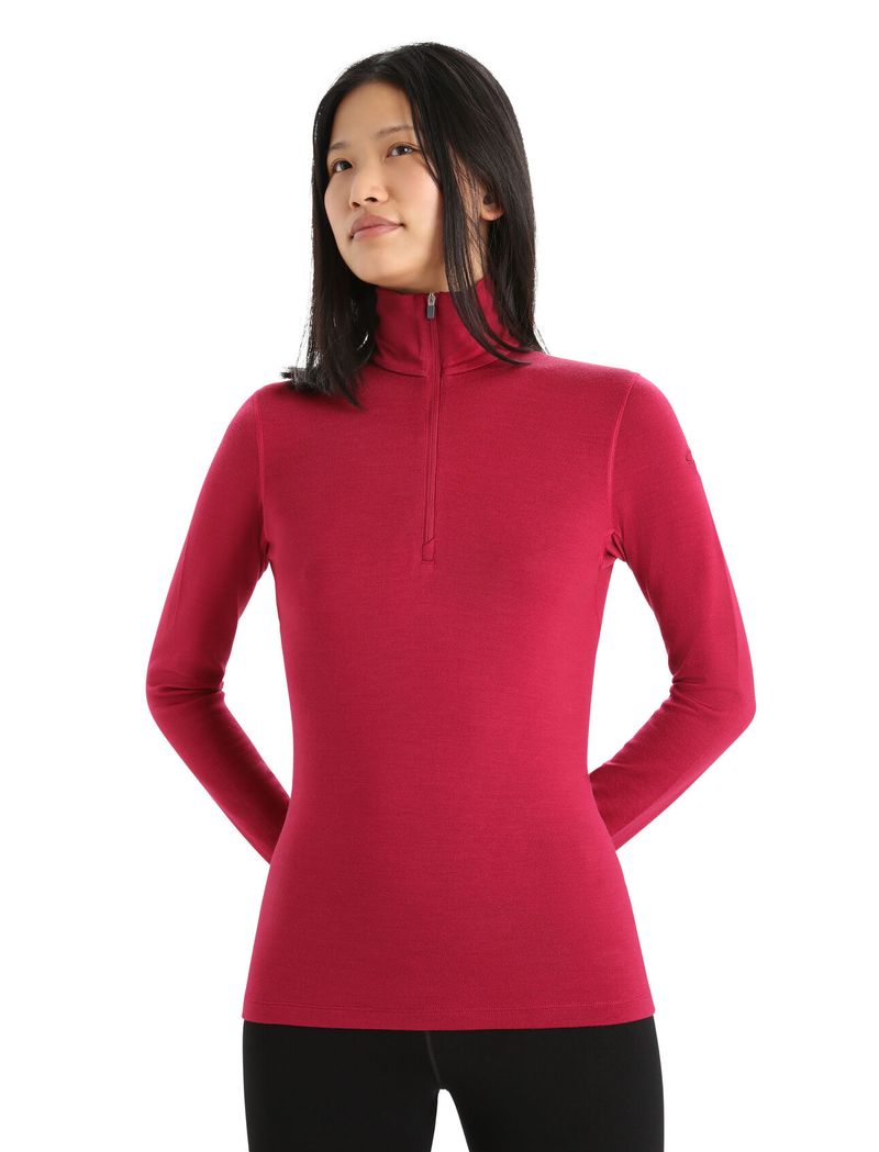 Icebreaker-Women-s-Merino-260-Tech-Long-Sleeve-Half-Zip-Thermal-Top---Cherry