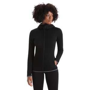 Icebreaker Women's RealFleece™ Merino Elemental Long Sleeve Zip Hood Jacket - Black