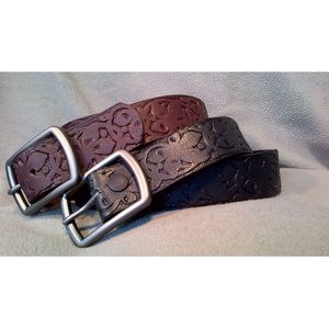 Keldon Women's Embossed Floral Belt - Brown