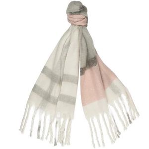 Barbour Isla Tartan Boucle Scarf - Grey Rose