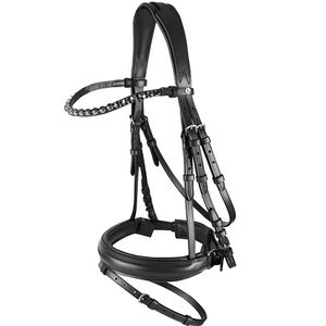 Horze Ergonomic Snaffle Bridle with Curved Crystal Browband - Black