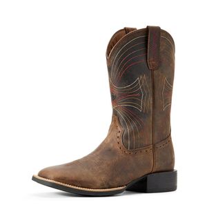 Ariat Men's Sport Wide Square Toe Western Boot - Distressed Brown