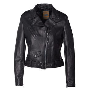 Schott 210W Women's Cropped Perfecto in Lambskin Leather Jacket - Black