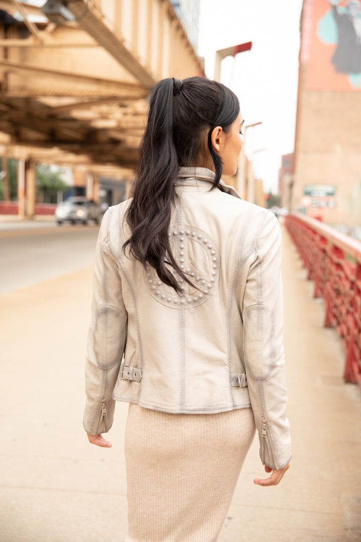 Off white leather jacket womens sale