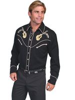 Scully-Men-s-Rock-N-Roll-Embroidered-Western-Shirt---Black