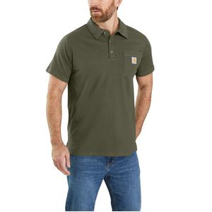 Carhartt Men's Force Relaxed Fit Midweight Short-Sleeve Pocket Polo T-Shirt - Basil Heather