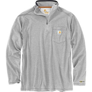 Carhartt Men's Force Relaxed Fit Midweight Long-Sleeve 1/4 Zip Mock-Neck - Heather Grey