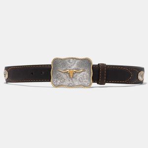 Lejon Men's Vintage Bison Texas Belt - Dark Chocolate