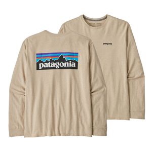 Patagonia Men's Long-Sleeved P-6 Logo Responsibili-Tee - Oar Tan