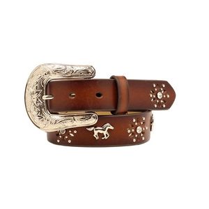 Ariat Girls Horse and Horseshoe Leather Belt