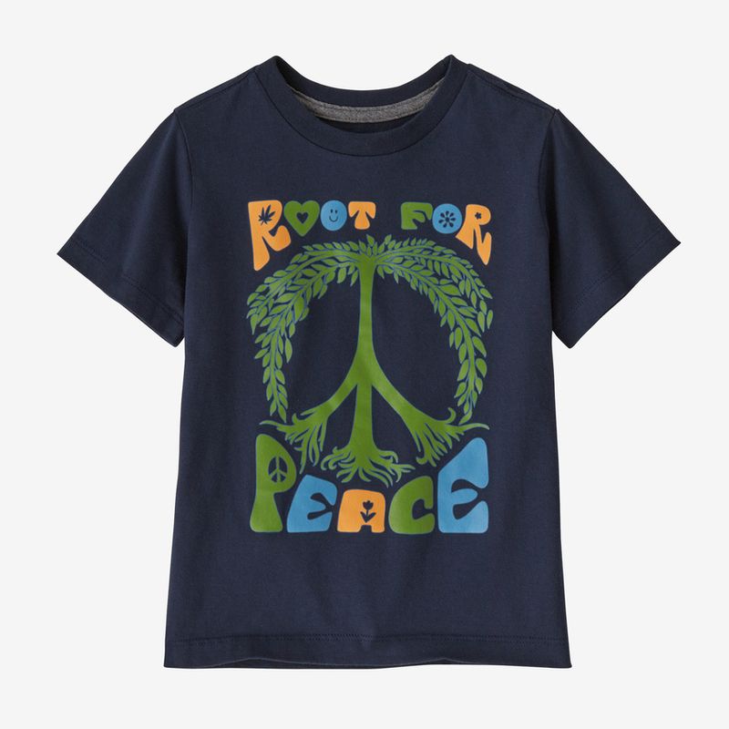 Patagonia-Baby-Regenerative-Organic-Certified™-Cotton-Graphic-T-Shirt---Root-for-Peace--New-Navy