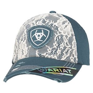 Ariat Women's Lace Front Logo Ball Cap - Blue/White