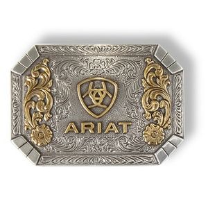 Ariat Men's Floral Emblem Rectangle Belt Buckle