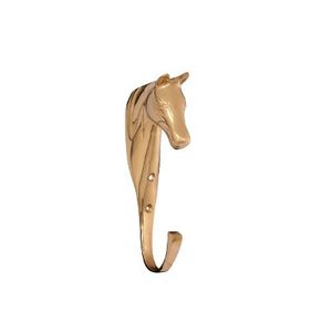 Burlingham Sports Horse Head Hook 6" - Brass