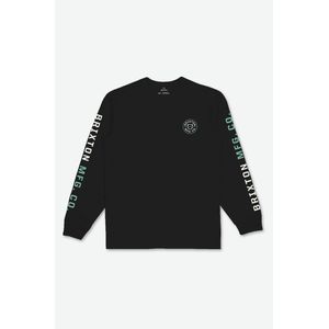 Brixton Men's Crest Long Sleeve Standard Tee - Black/Off White/Jade