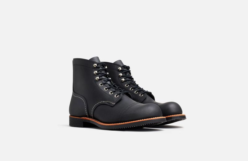 High black leather boots in ranger style