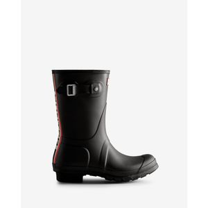 Hunter Women's Tri-Colour Logo Backstrap Short Rain Boots - Black