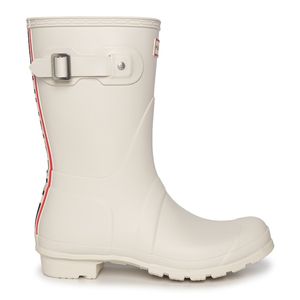 Hunter Women's Tri-Colour Logo Backstrap Short Rain Boots - White