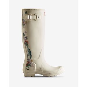 Hunter Women's Botanical Print Tall Rain Boots  - White