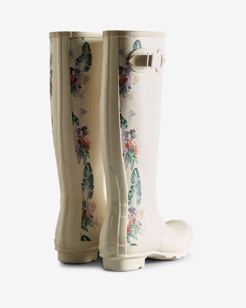 Hunter-Women-s-Botanical-Print-Tall-Rain-Boots----White