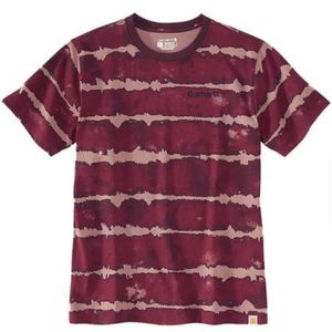 Carhartt Men's Relaxed Fit Heavyweight Short Sleeve Print Logo Graphic T-Shirt - Bordeaux Tie Dye