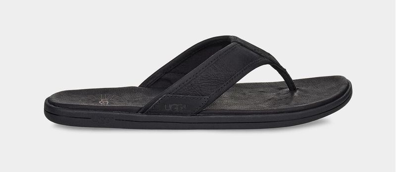 Ugg Men's Seaside Leather Flip Flop - Black