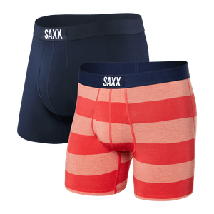 Saxx Men's Ultra Super Soft Boxer Brief 2pk - Red Ombre Rugby/Navy (SXPP2U-RON)