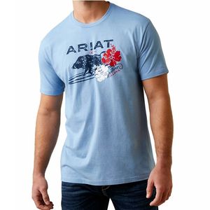 Ariat Men's  Surfboarding Western Aloha Tee - Light Blue Heather