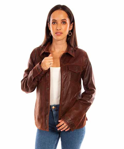 Scully-Women-s-Leather-Snap-Front-Jacket--L1104----Brown