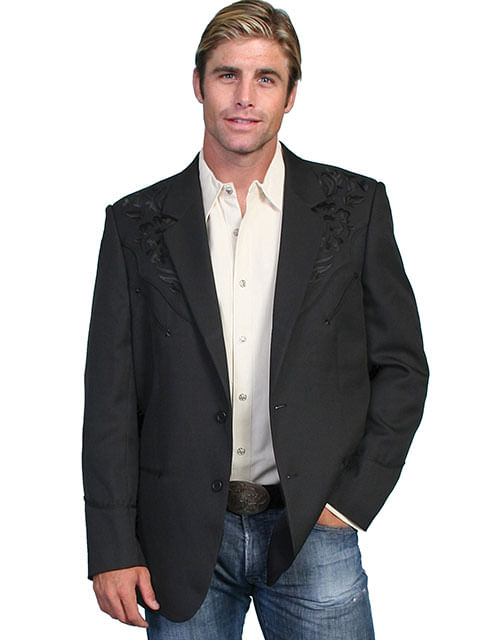 Scully-Men-s-Polyester-Button-Front-Blazer--P-733----Black