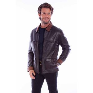 Scully Men's Zip Front Pocket Leather Jacket (2051) - Chocolate