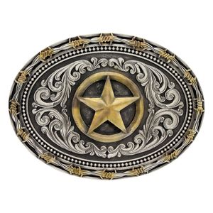 Montana Silversmiths Two Tone Rope & Barbed Wire Classic Impressions Lone Star Attitude Buckle (A530)