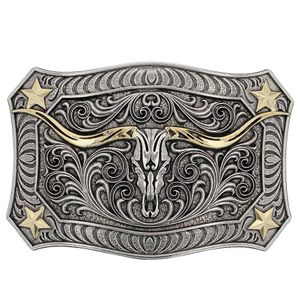 Montana Silversmiths Longhorn Crest Filigree Attitude Belt Buckle (A935)