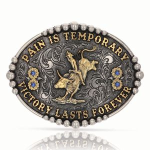 Montana Silversmiths Pain Is Temporary Bull Riding Attitude Buckle (A829)