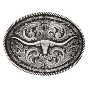 Montana Silversmiths Rope and Barbed Wire Longhorn Classic Impressions Attitude Buckle (A550S)