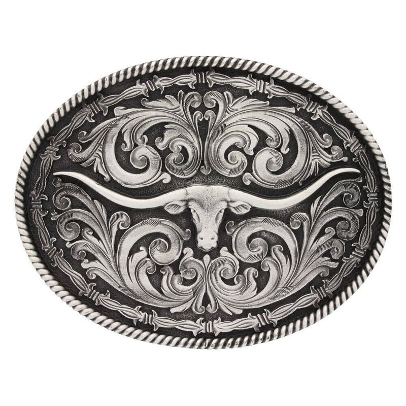 Montana-Silversmiths-Rope-and-Barbed-Wire-Longhorn-Classic-Impressions-Attitude-Buckle--A550S-