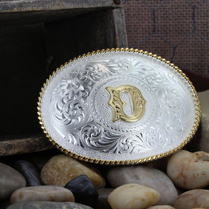 Montana-Silversmiths-Initial-D-Silver-Engraved-Gold-Trim-Western-Belt-Buckle--700D-