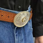 Montana-Silversmiths-Initial-G-Silver-Engraved-Gold-Trim-Western-Belt-Buckle--700G-