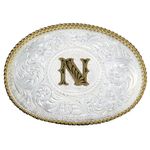 Montana-Silversmiths-Initial-N-Silver-Engraved-Gold-Trim-Western-Belt-Buckle--700N-