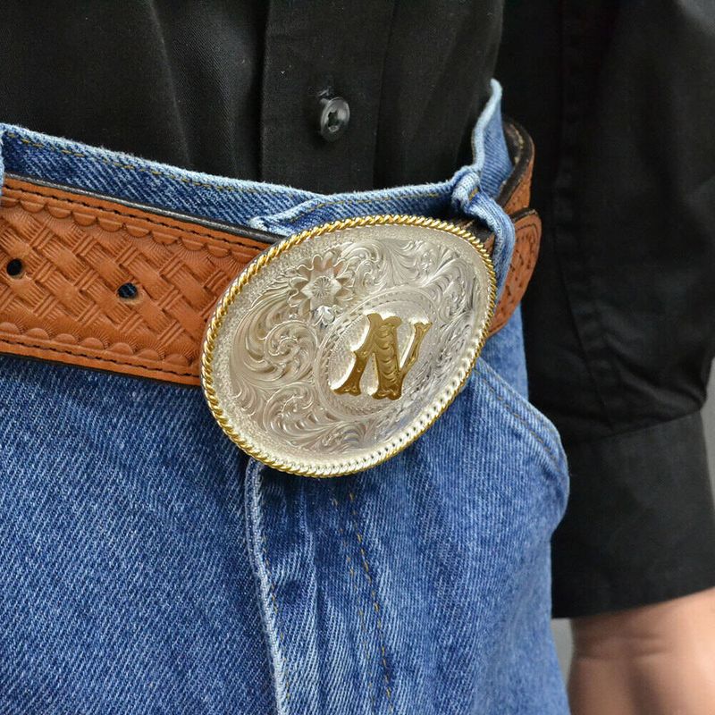 Mens silver deals western belt buckles